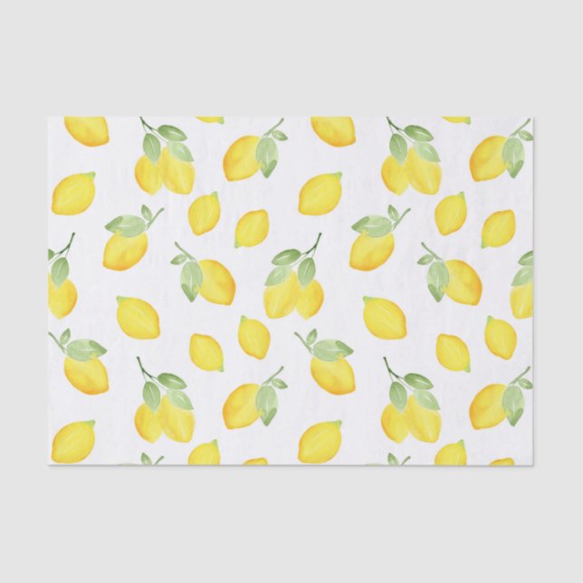Papel De Seda Patrón Lemons de color de agua (Anverso)