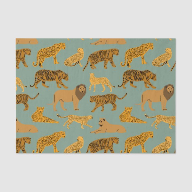 Papel De Seda Patrón León, Tigre y Leopardo  (Anverso)
