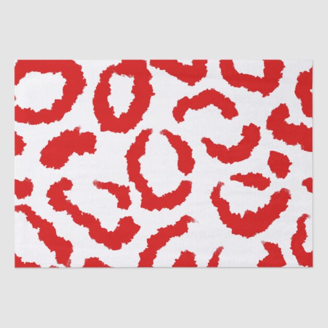 Papel De Seda Patrón Leopardo Rojo (Anverso)