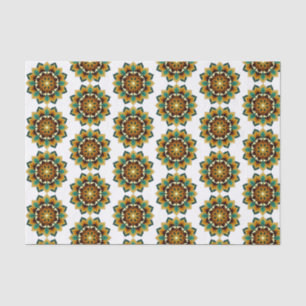 Papel De Seda Patrón Mandala 02 en amarillo y marrón