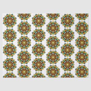 Papel De Seda Patrón Mandala 02 en amarillo y marrón