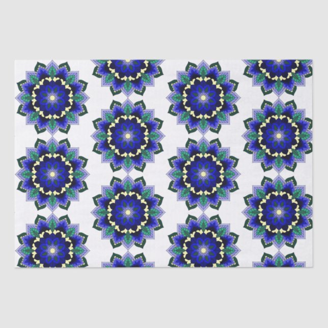 Papel De Seda Patrón Mandala 02 en azul oscuro (Anverso)