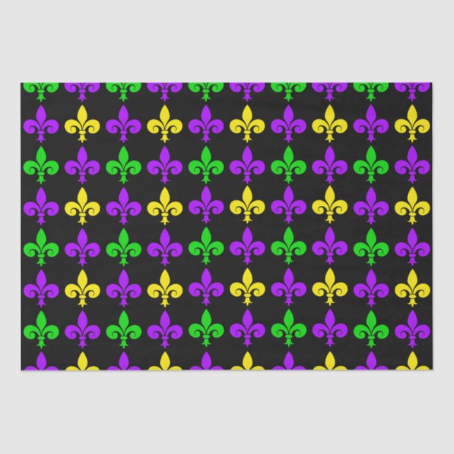 Papel De Seda Patrón Mardi Gras Fleur de Lis (Anverso)