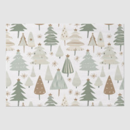 Papel De Seda Patrón marrón de los árboles navideños modernos