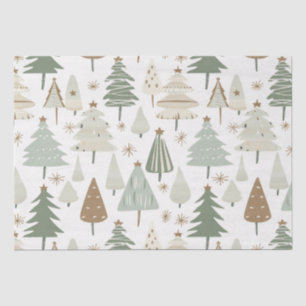 Papel De Seda Patrón marrón de los árboles navideños modernos