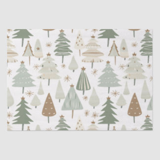 Papel De Seda Patrón marrón de los árboles navideños modernos