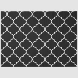 Papel De Seda Patrón marroquí mediterráneo blanco y negro