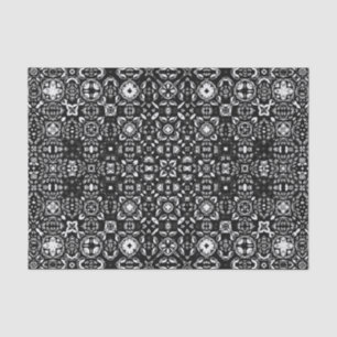 Papel De Seda Patrón medallón Metamorfosis Negro y Blanco