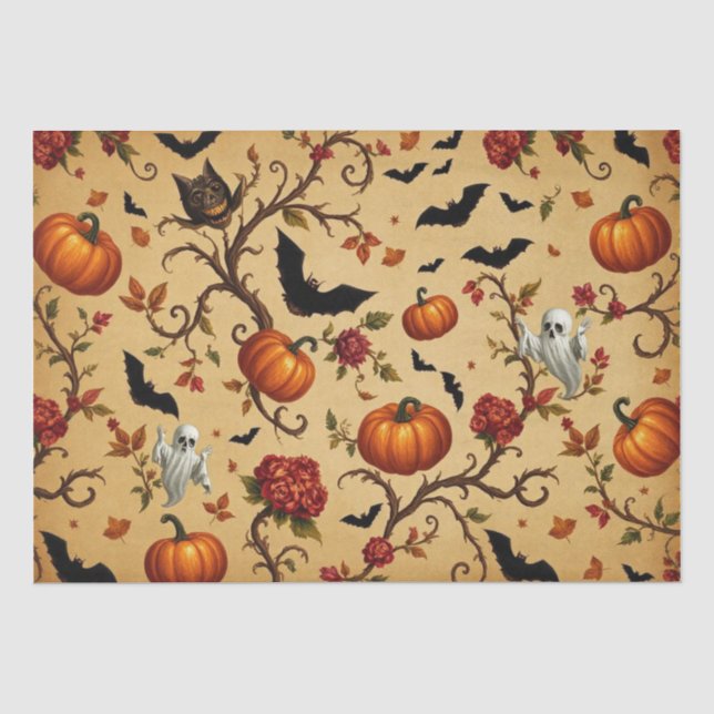 Papel De Seda Patrón Medieval Francés de Halloween (Anverso)