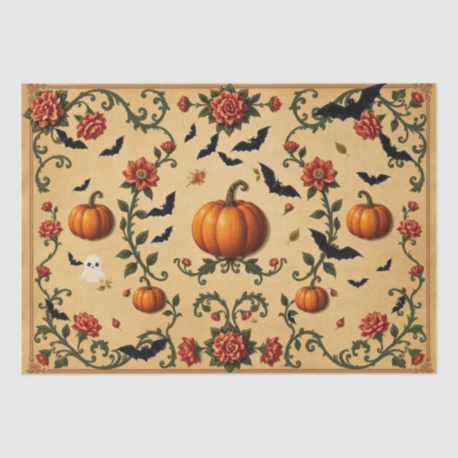 Papel De Seda Patrón Medieval Francés de Halloween (Anverso)