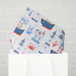 Papel De Seda patrón mezclado de faro de playa en mosaico lindo