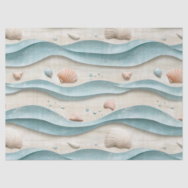 Papel De Seda Patrón Mínimo de Playa Boho (Anverso)
