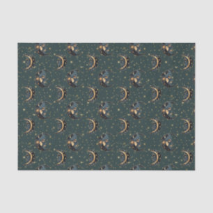 Papel De Seda Patrón Místico de Luna Creciente y Estrellas