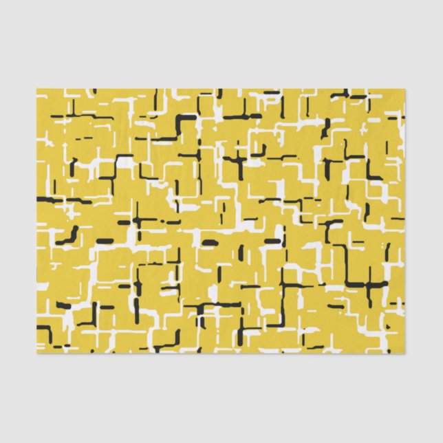 Papel De Seda Patrón moderno amarillo negro blanco (Anverso)