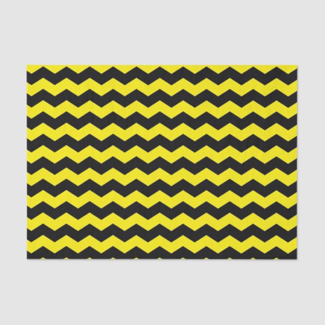 Papel De Seda Patrón moderno Chevron Zigzag negro y amarillo (Anverso)