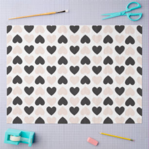 Papel De Seda Patrón moderno de corazones de amor rosa y negro