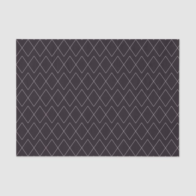 Papel De Seda Patrón moderno de diamantes morado y gris oscuro (Anverso)
