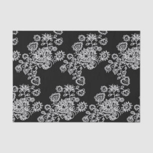 Papel De Seda Patrón moderno de encaje blanco y negro