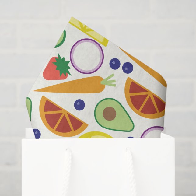 Papel De Seda Patrón moderno de frutas y verduras (Bolsa de regalo)