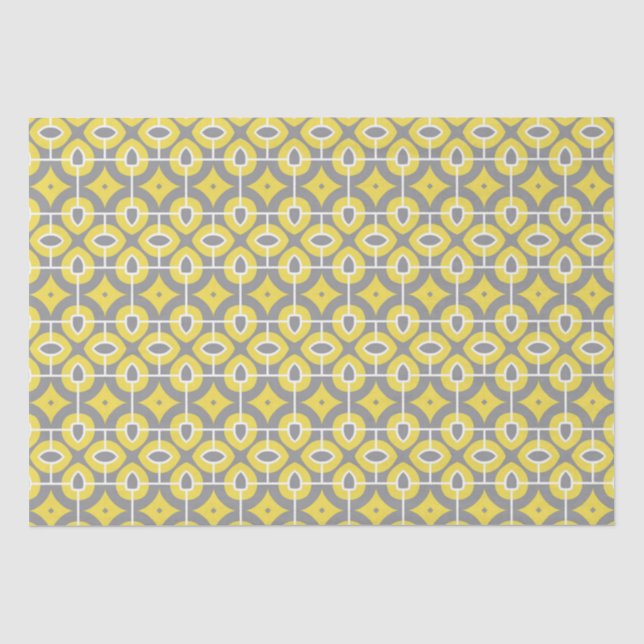 Papel De Seda Patrón moderno de gris y mosaico blanco (Anverso)