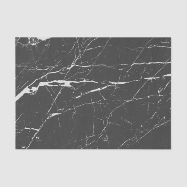 Papel De Seda Patrón Moderno De Mármol Negro Y Gris Claro (Anverso)