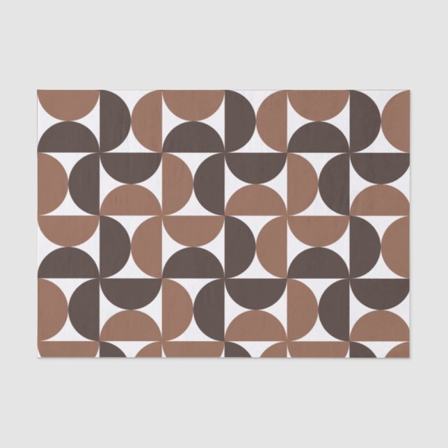 Papel De Seda Patrón moderno de mediados de siglo marrón (Anverso)