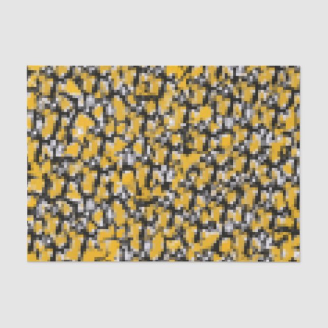 Papel De Seda Patrón moderno de mosaico amarillo negro moderno d (Anverso)