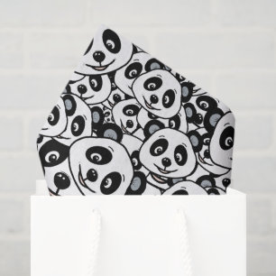 Papel De Seda Patrón moderno de oso panda lindo en blanco y negr