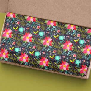 Papel De Seda Patrón moderno de poinsettia de Navidad