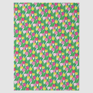 Papel De Seda Patrón moderno de tulipanes en primavera amarillo