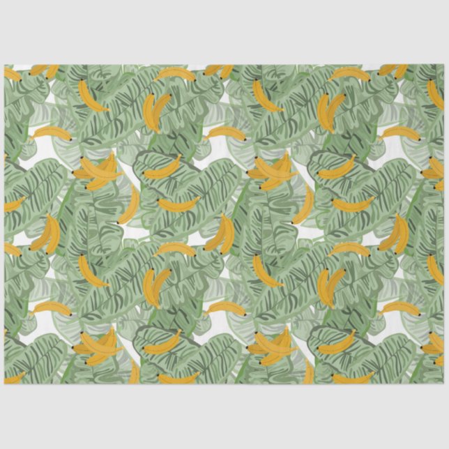 Papel De Seda Patrón moderno de vegetación plástica tropical (Anverso)