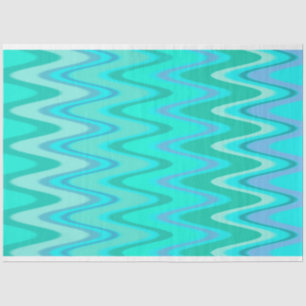 Papel De Seda Patrón moderno de zigzag - ondas en turquesa