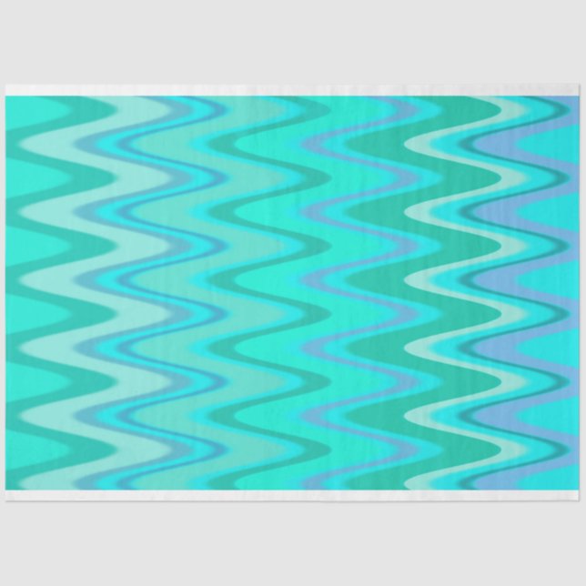 Papel De Seda Patrón moderno de zigzag - ondas en turquesa (Anverso)