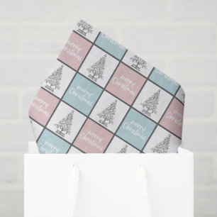 Papel De Seda Patrón moderno rosa y azul pastel de los navidades