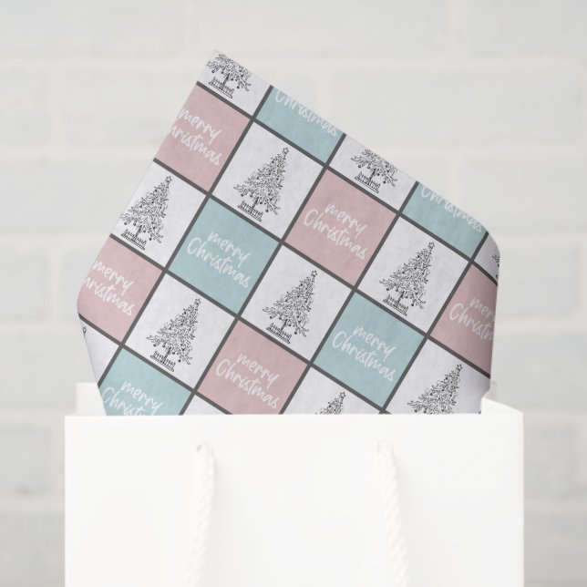 Papel De Seda Patrón moderno rosa y azul pastel de los navidades (Bolsa de regalo)