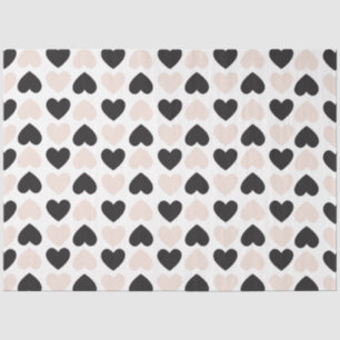 Papel De Seda Patrón moderno Rubor Pink Black Love Hearts