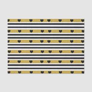 Papel De Seda Patrón monocromo de corazón dorado chic