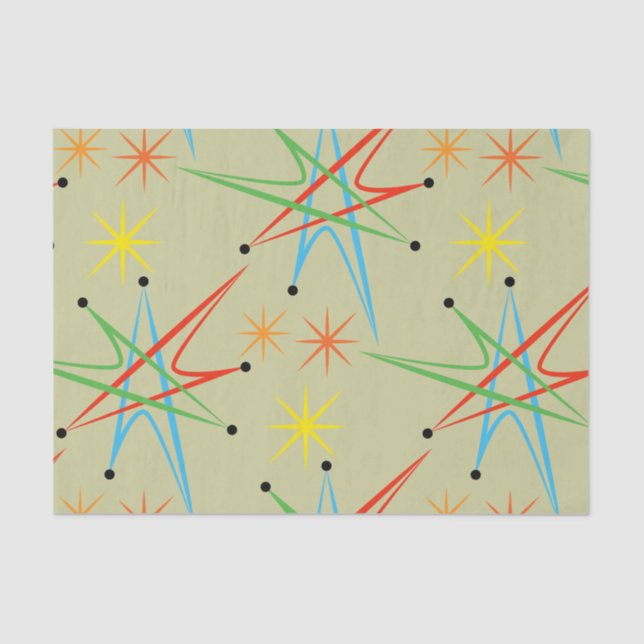 Papel De Seda Patrón multicolor retro de arranque atómico (Anverso)