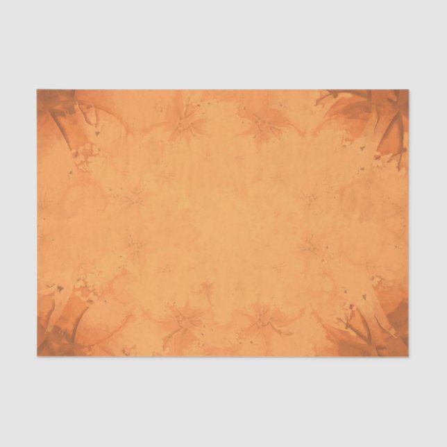 Papel De Seda Patrón Naranja marrón victoriano de otoño (Anverso)
