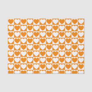 Papel De Seda Patrón Naranja y blanco con corazón