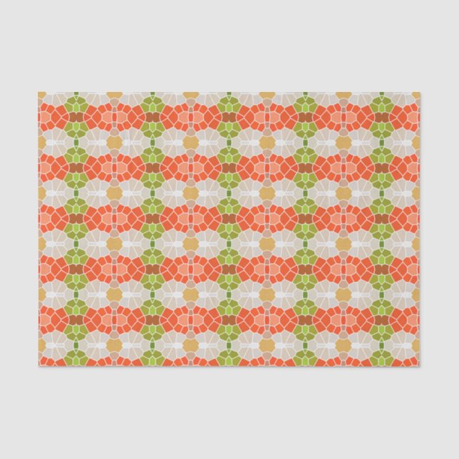 Papel De Seda Patrón naranja y verde   (Anverso)