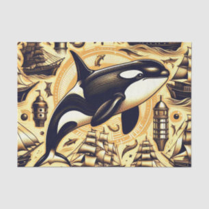 Papel De Seda Patrón naumático de orca vintage