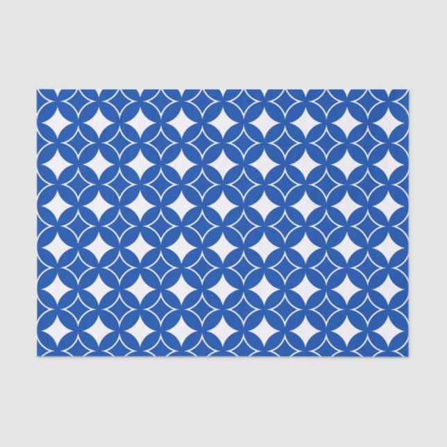 Papel De Seda Patrón naval azul y blanco (Anverso)