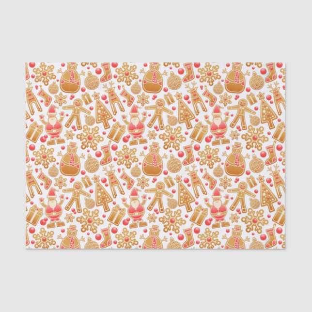 Papel De Seda Patrón navidad-Santa Claus Tree Rudolph Snowman (Anverso)