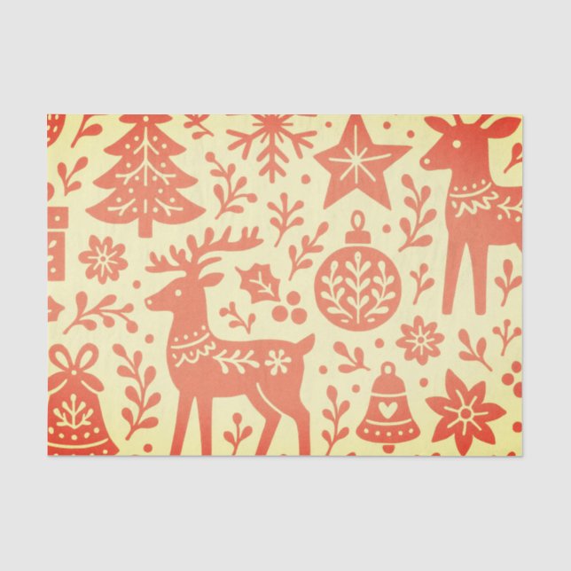 Papel de seda patrón navideño escandinavo (Anverso)
