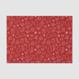 Papel De Seda Patrón Navideño Invernal Rojo y Blanco Festivo