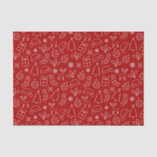 Papel De Seda Patrón Navideño Invernal Rojo y Blanco Festivo