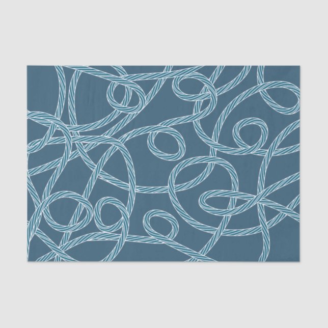 Papel De Seda Patrón Navy Blue Rope Nautical (Anverso)
