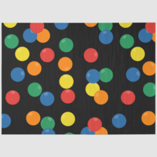 Papel De Seda Patrón negro de bolas coloridas