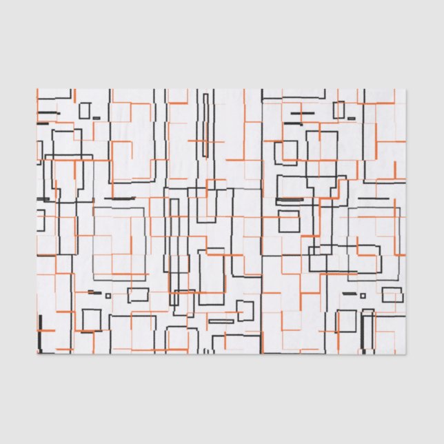 Papel De Seda Patrón negro Naranja elegante (Anverso)